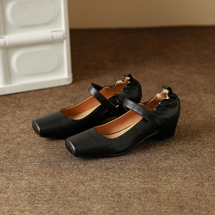 Zylia Genuine Leather Mary Jane Heels