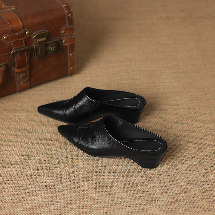 Miora Genuine Leather Pointed Toe Mules
