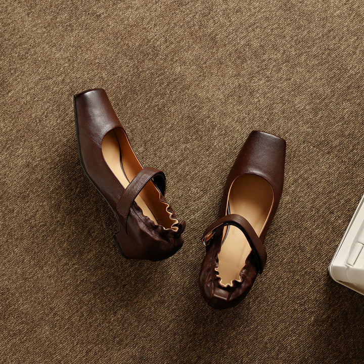 Zylia Genuine Leather Mary Jane Heels