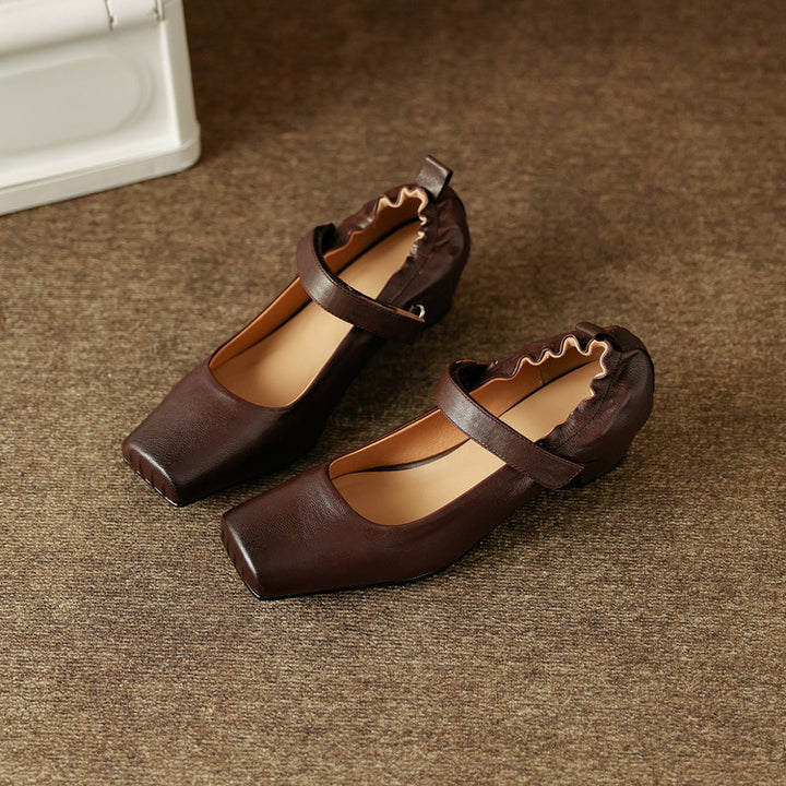 Zylia Genuine Leather Mary Jane Heels