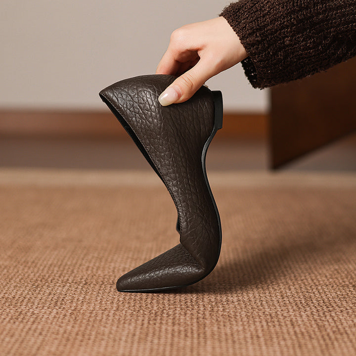 Hilda Genuine Leather Pointed Toe Heels