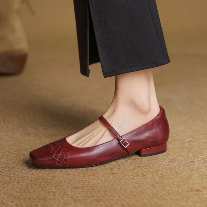 Velin Genuine Leather Mary Jane Flats