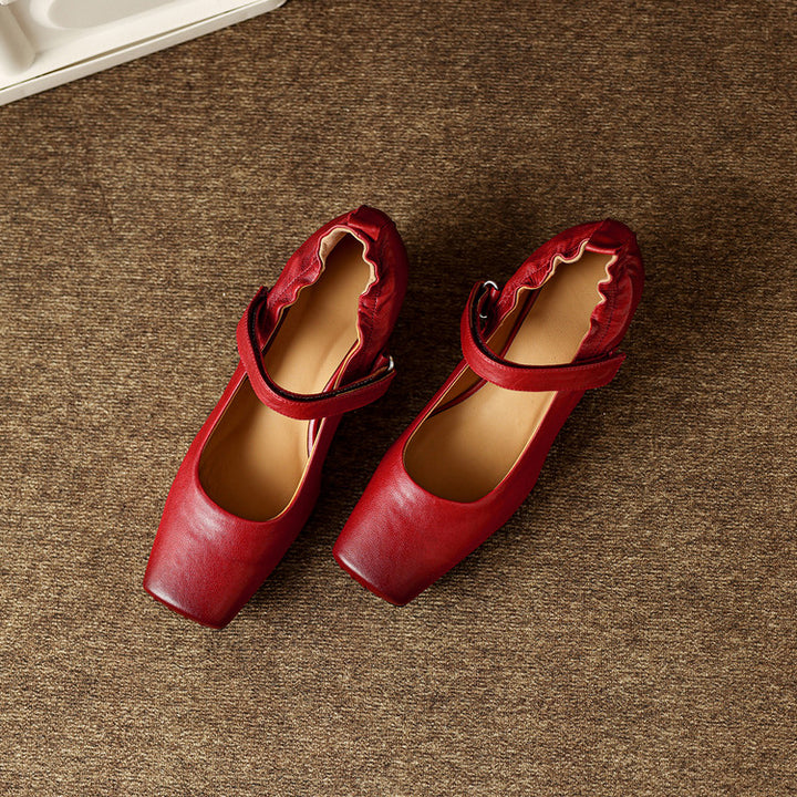 Zylia Genuine Leather Mary Jane Heels