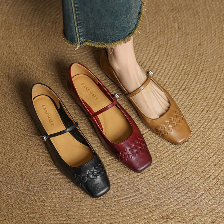 Velin Genuine Leather Mary Jane Flats
