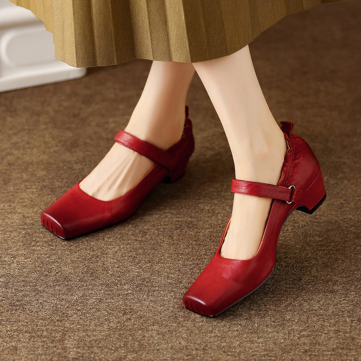 Zylia Genuine Leather Mary Jane Heels