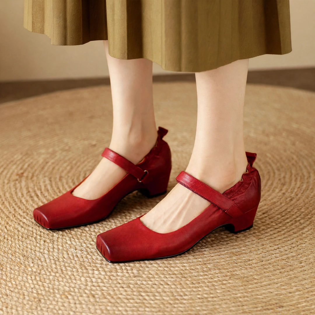 Zylia Genuine Leather Mary Jane Heels