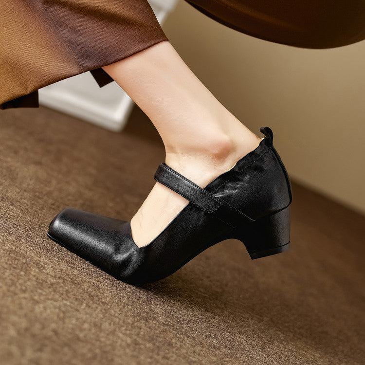 Zylia Genuine Leather Mary Jane Heels