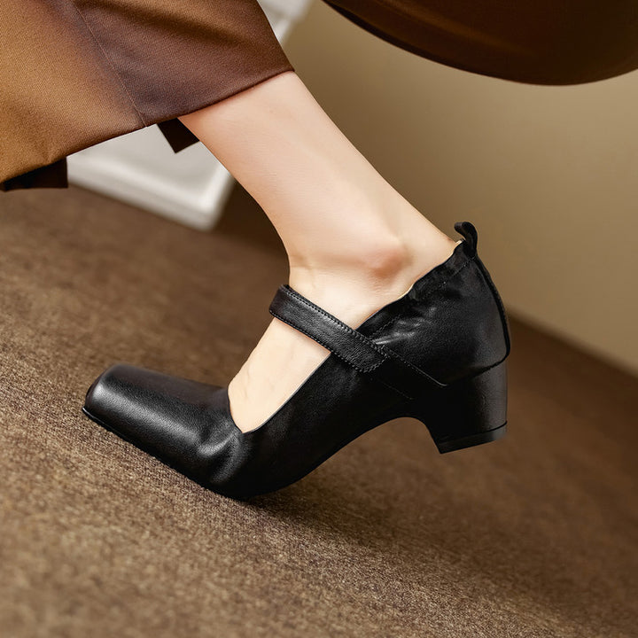 Zylia Genuine Leather Mary Jane Heels