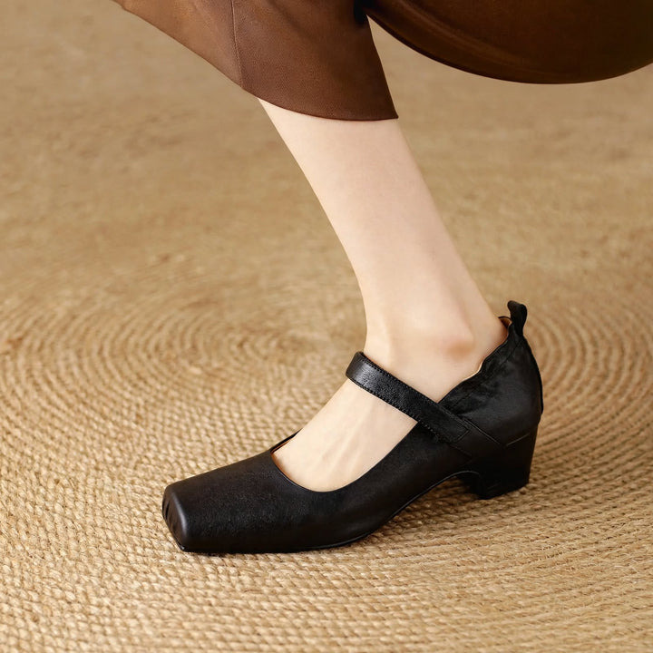 Zylia Genuine Leather Mary Jane Heels