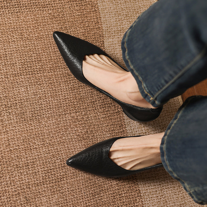 Hilda Genuine Leather Pointed Toe Heels