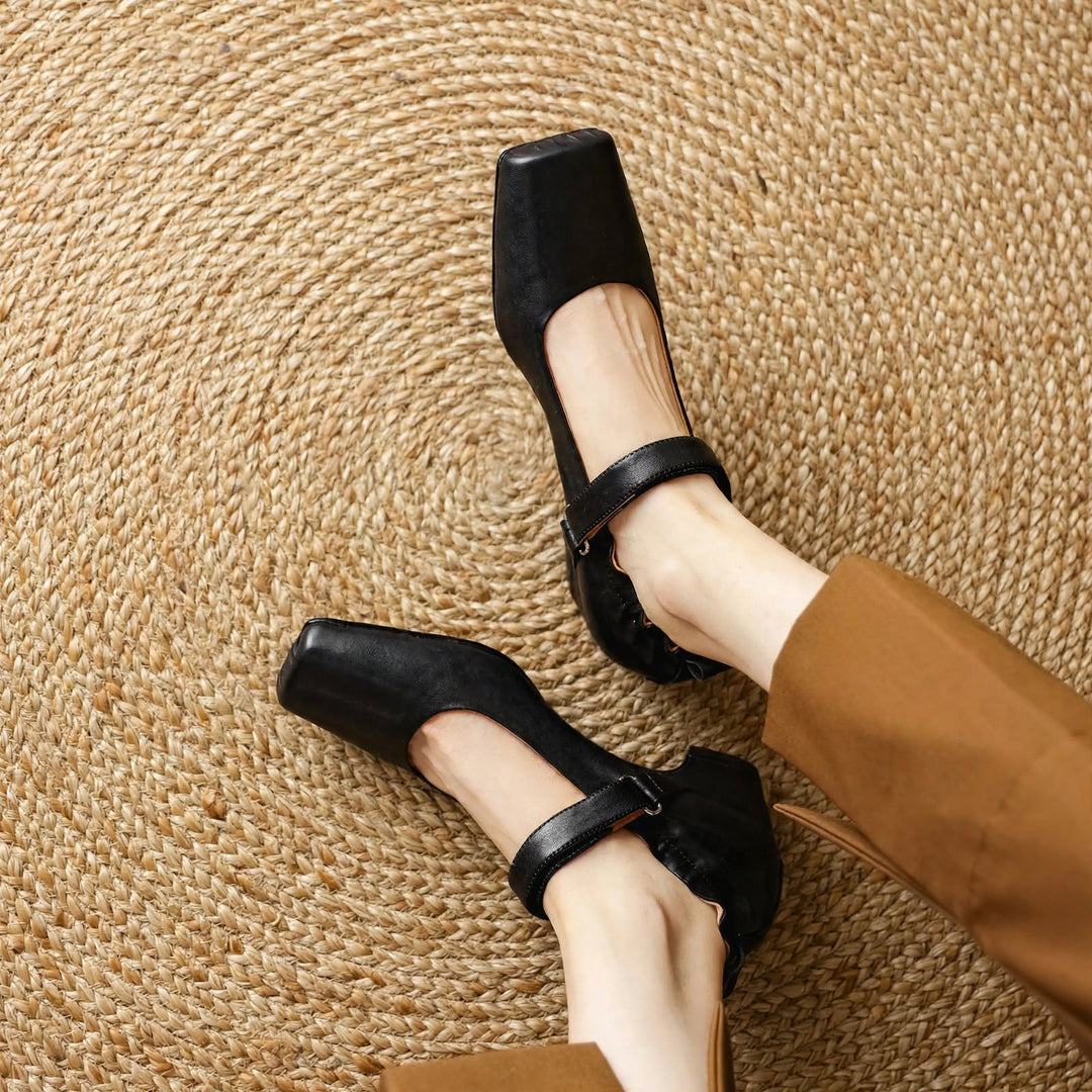 Zylia Genuine Leather Mary Jane Heels