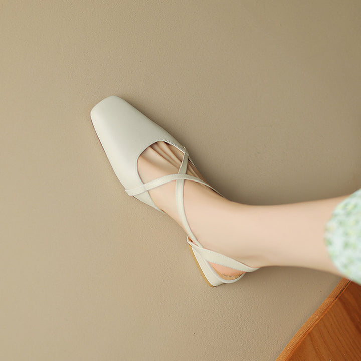 Stella Genuine Leather Square-Toe Slingbacks