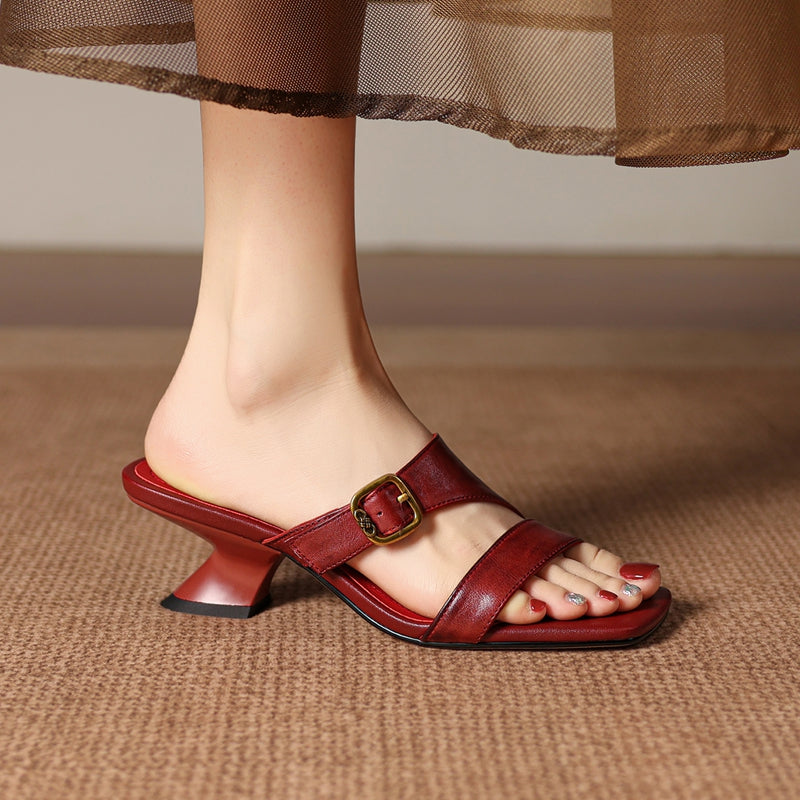Arixa Genuine Leather Mule Heels