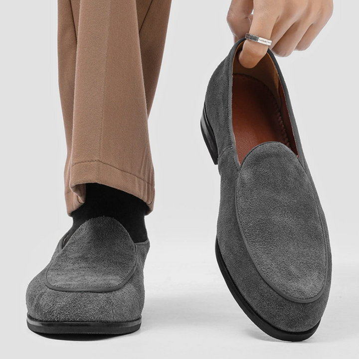 Rasko Genuine Suede Apron-Toe Loafers