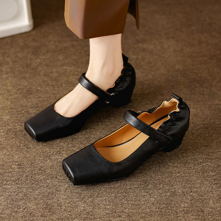 Zylia Genuine Leather Mary Jane Heels