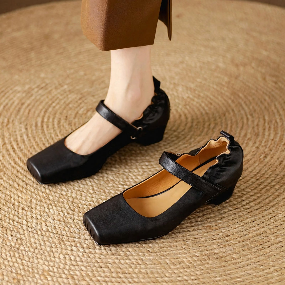 Zylia Genuine Leather Mary Jane Heels