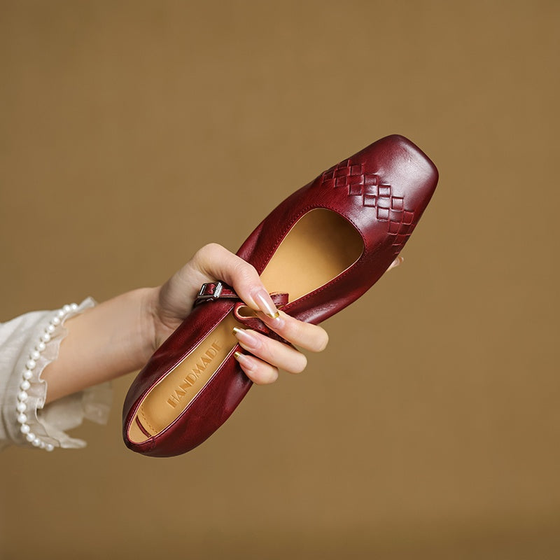 Velin Genuine Leather Mary Jane Flats
