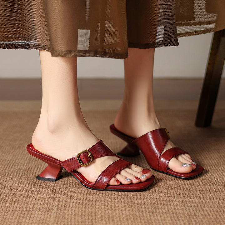 Arixa Genuine Leather Mule Heels