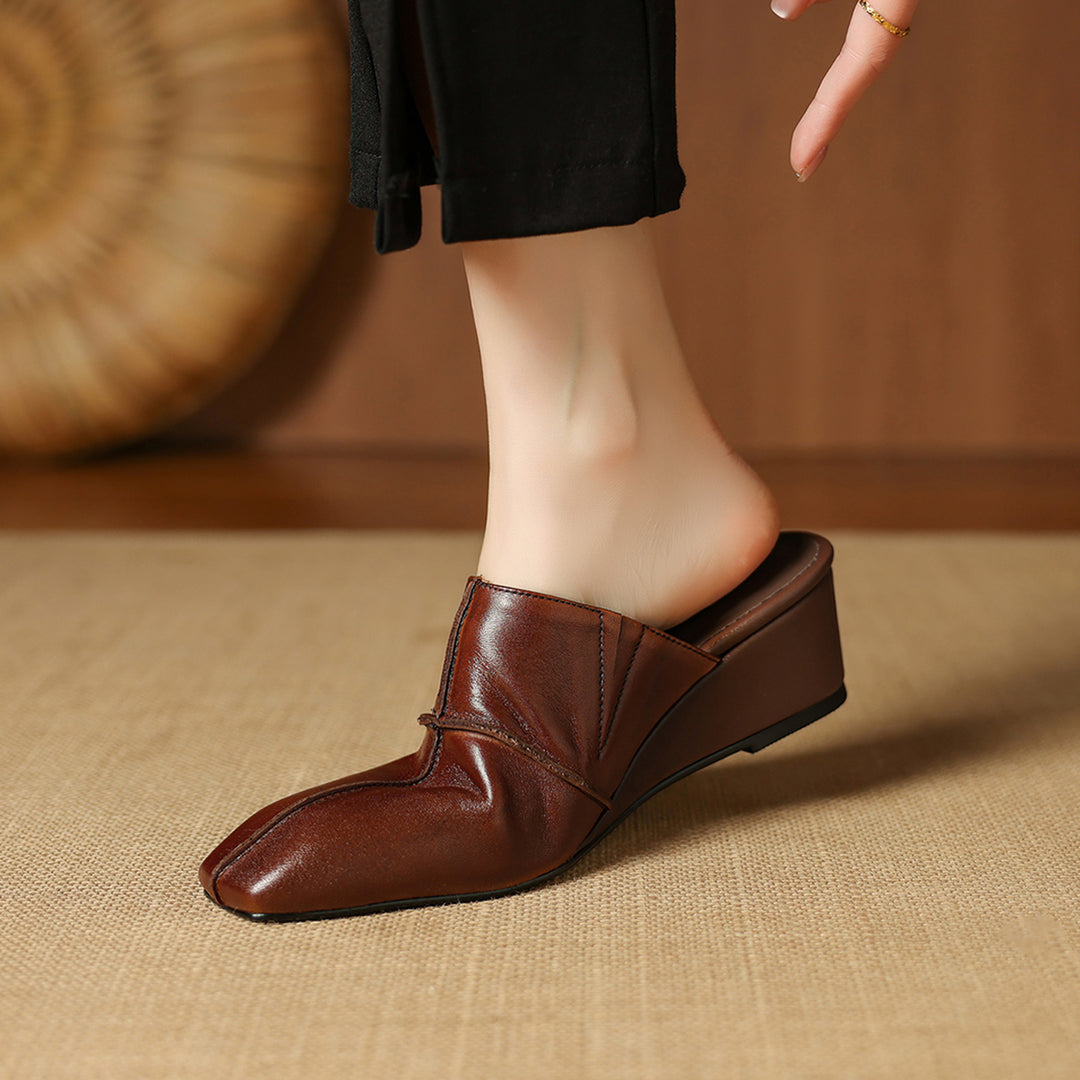 Halia Genuine Leather Close-Toe Mules