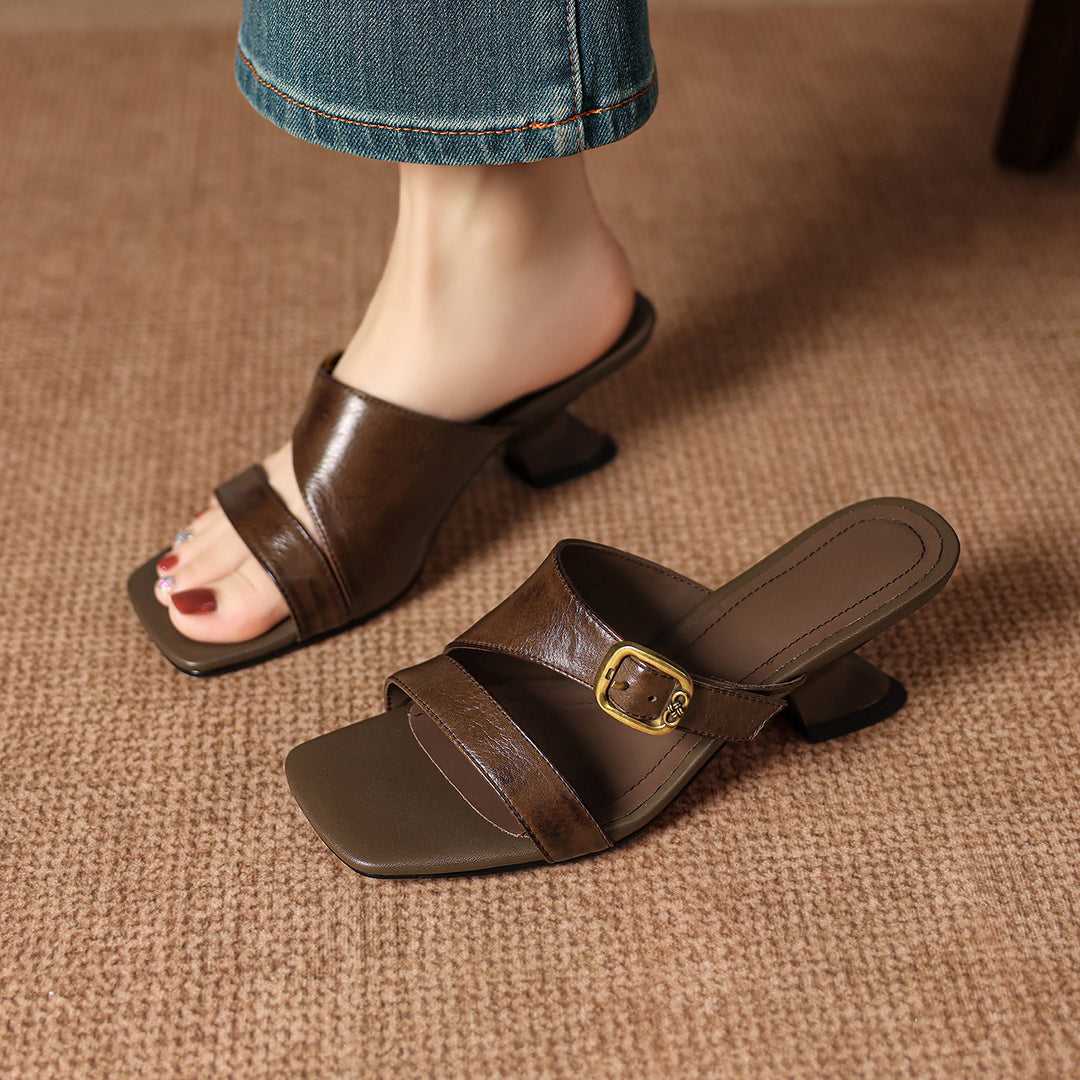 Arixa Genuine Leather Mule Heels