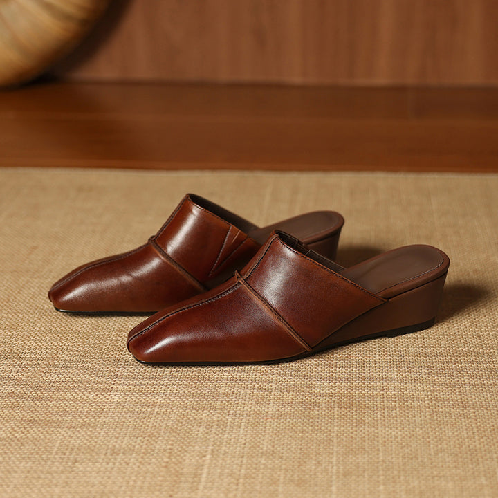 Halia Genuine Leather Close-Toe Mules