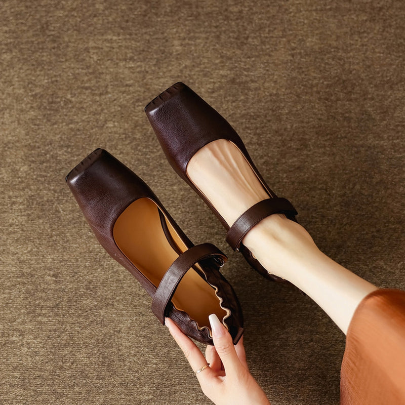 Zylia Genuine Leather Mary Jane Heels