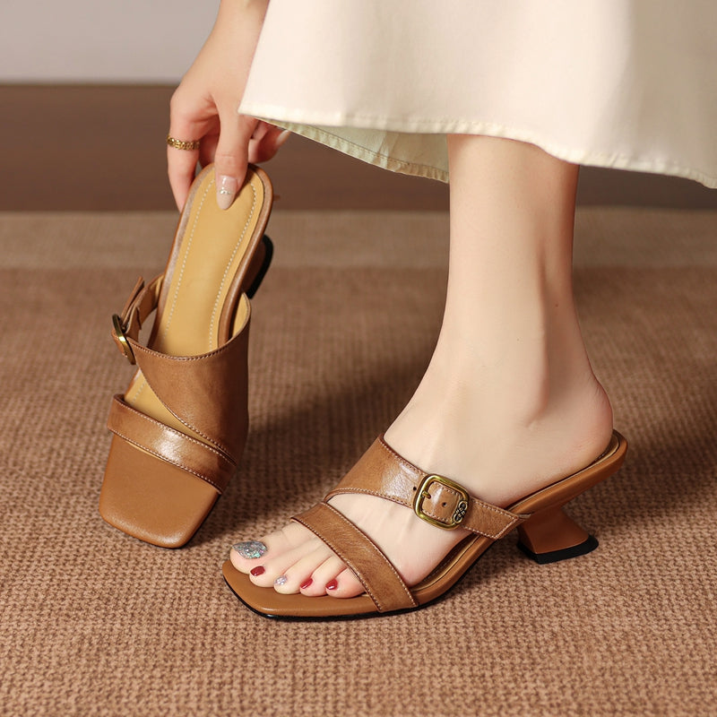 Arixa Genuine Leather Mule Heels