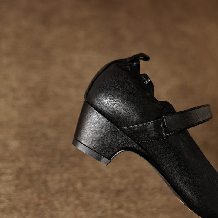 Zylia Genuine Leather Mary Jane Heels