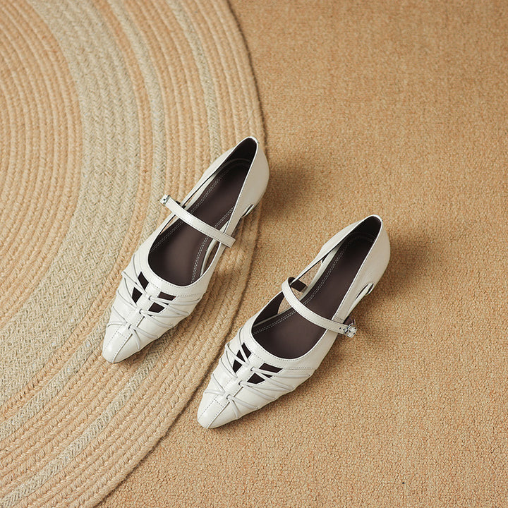 Quela Genuine Leather Mary Jane Flats