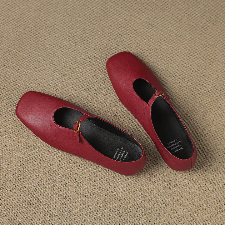 Tiora Genuine Leather Mary Jane Flats