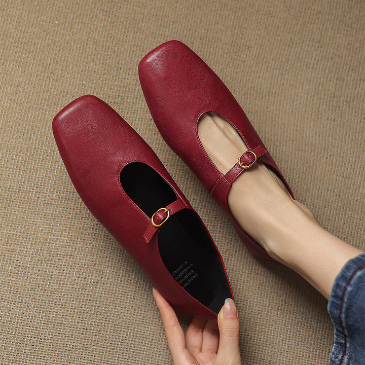 Tiora Genuine Leather Mary Jane Flats