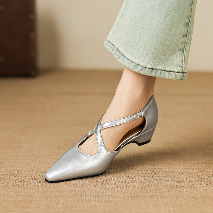 Quela Genuine Leather D'Orsay Heels