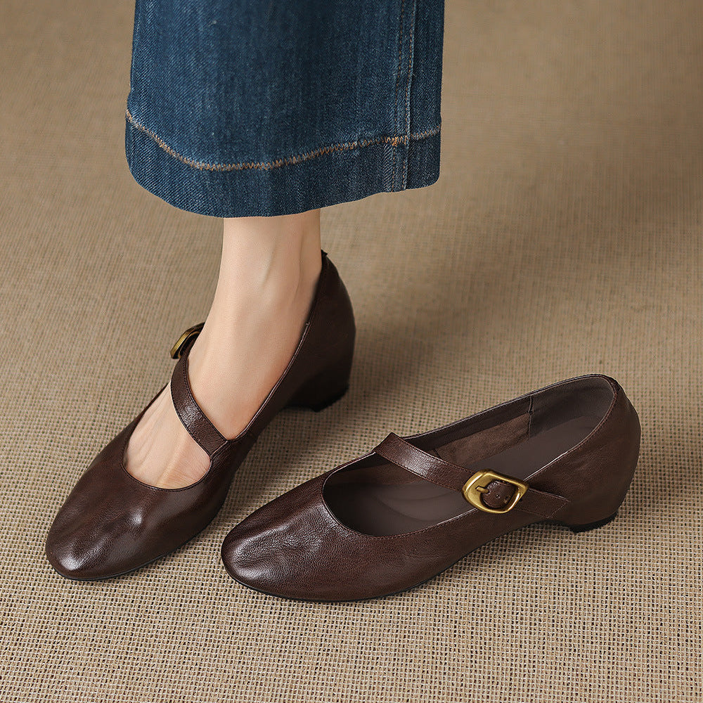 Quira Genuine Leather Mary Jane Flats