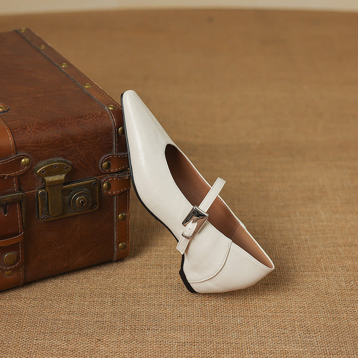 Tessa Mary Jane Leather Pointed Flats