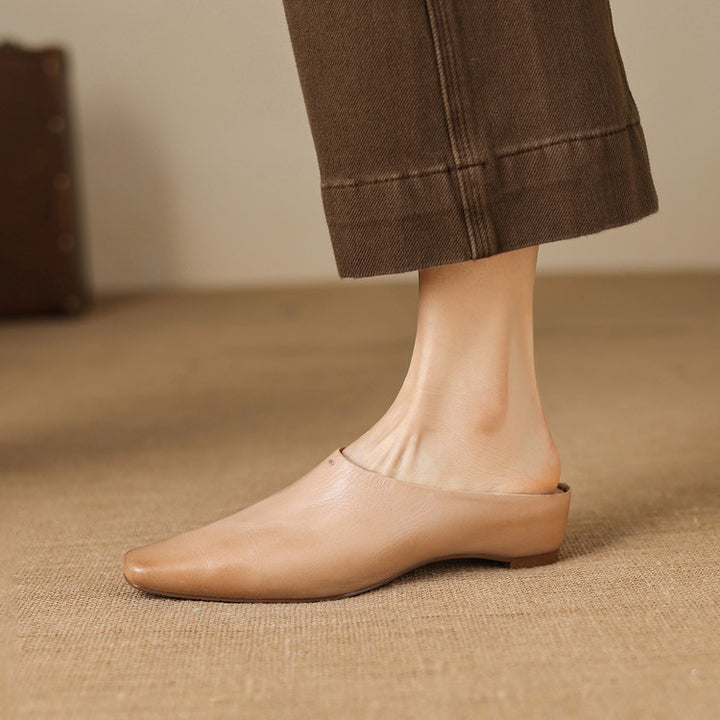 Kessa Genuine Leather Square-Toe Mules