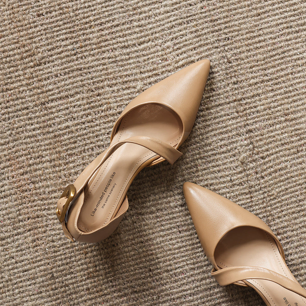 Maely Cross Strap Leather Heels