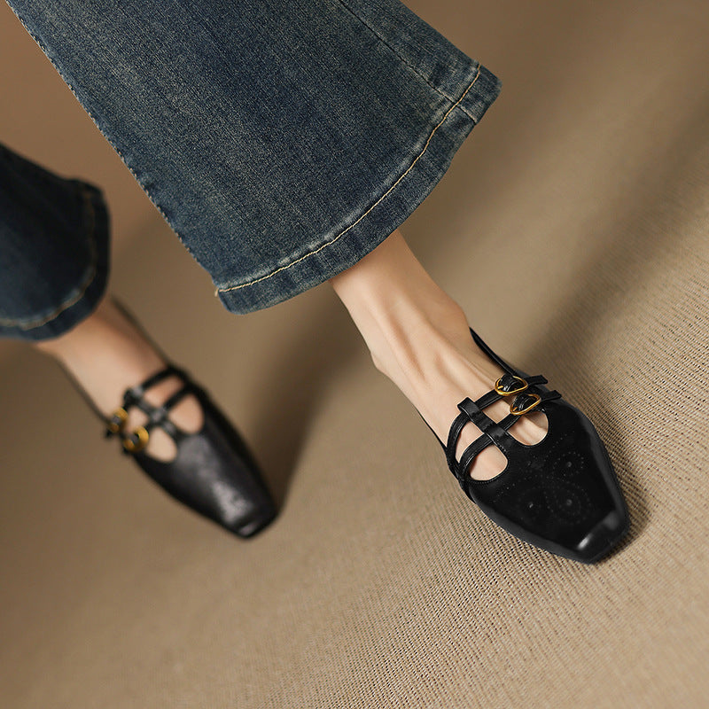Ceyla Genuine Leather Mary Jane Flats