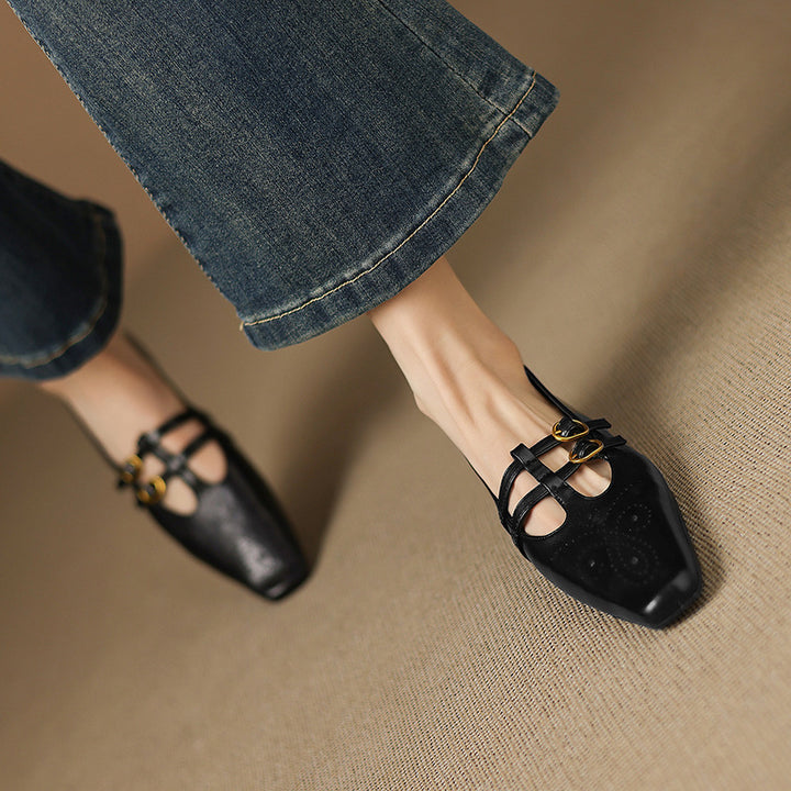 Ceyla Genuine Leather Mary Jane Flats