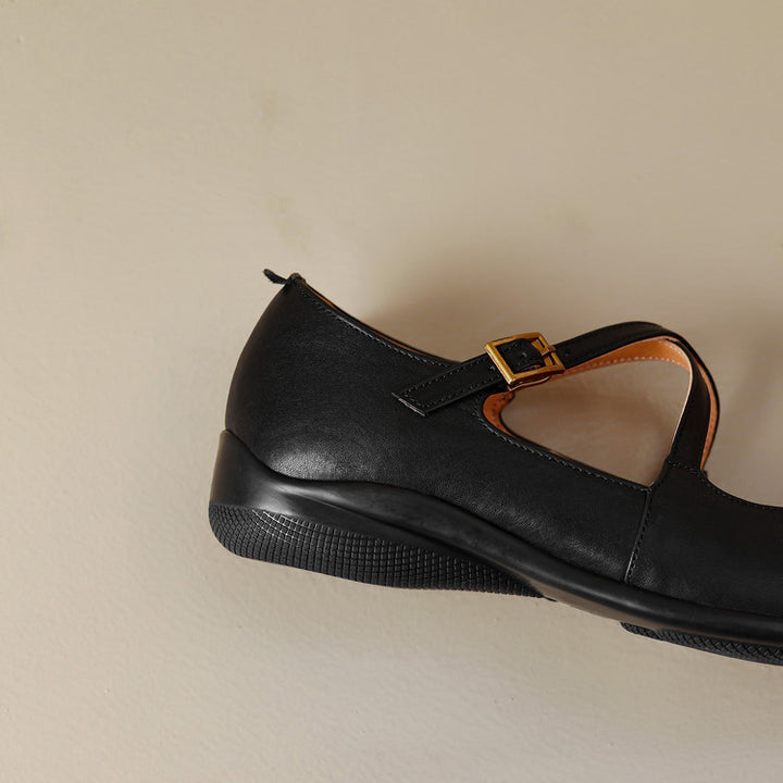 Gisel Genuine Leather Crisscross Flats