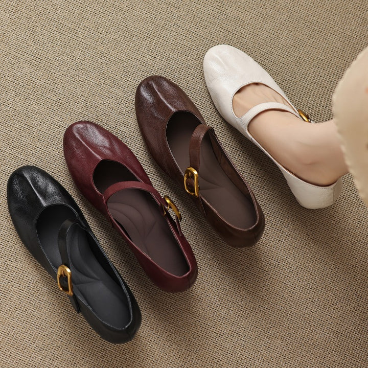 Quira Genuine Leather Mary Jane Flats