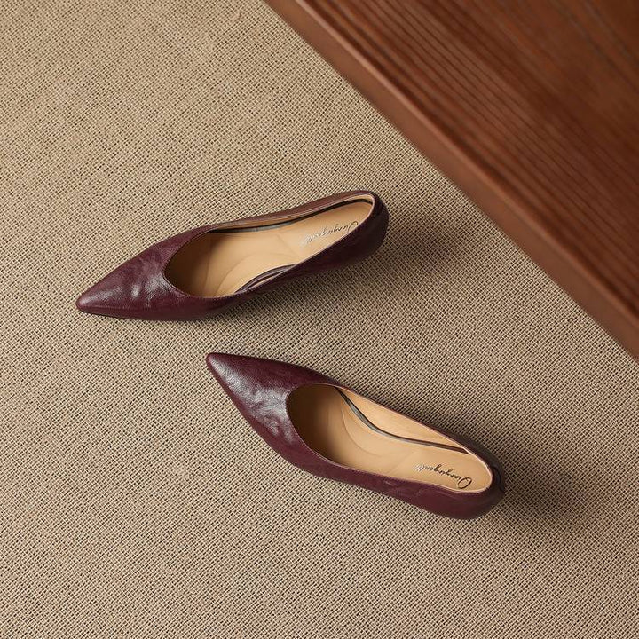 Fiara Genuine Leather Wedge Heel Pumps
