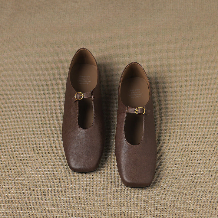 Tiora Genuine Leather Mary Jane Flats
