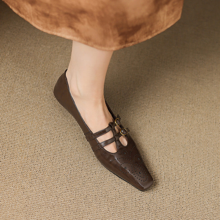 Ceyla Genuine Leather Mary Jane Flats