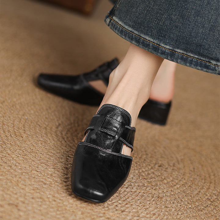 Brea Genuine Leather Chiseled-Toe Mules