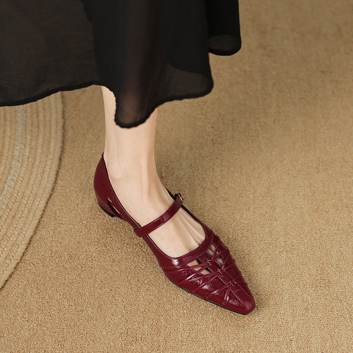 Quela Genuine Leather Mary Jane Flats