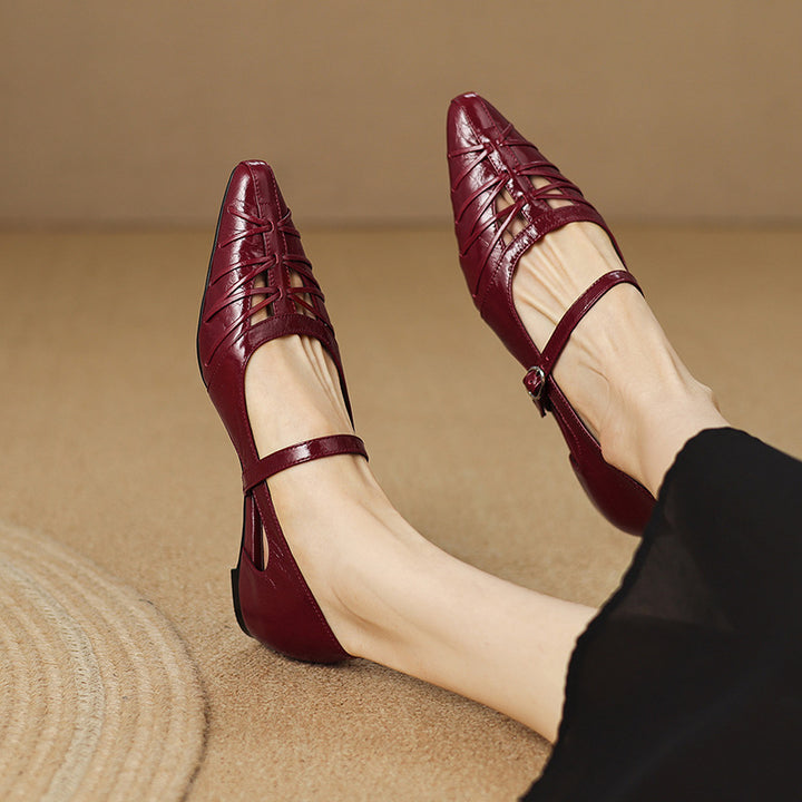 Quela Genuine Leather Mary Jane Flats