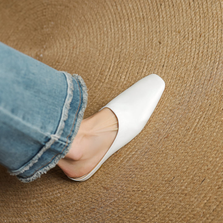 Rexa Genuine Leather Square-Toe Mules