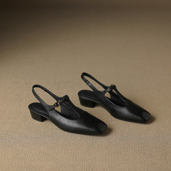Jessi T-Strap Genuine Leather Heels