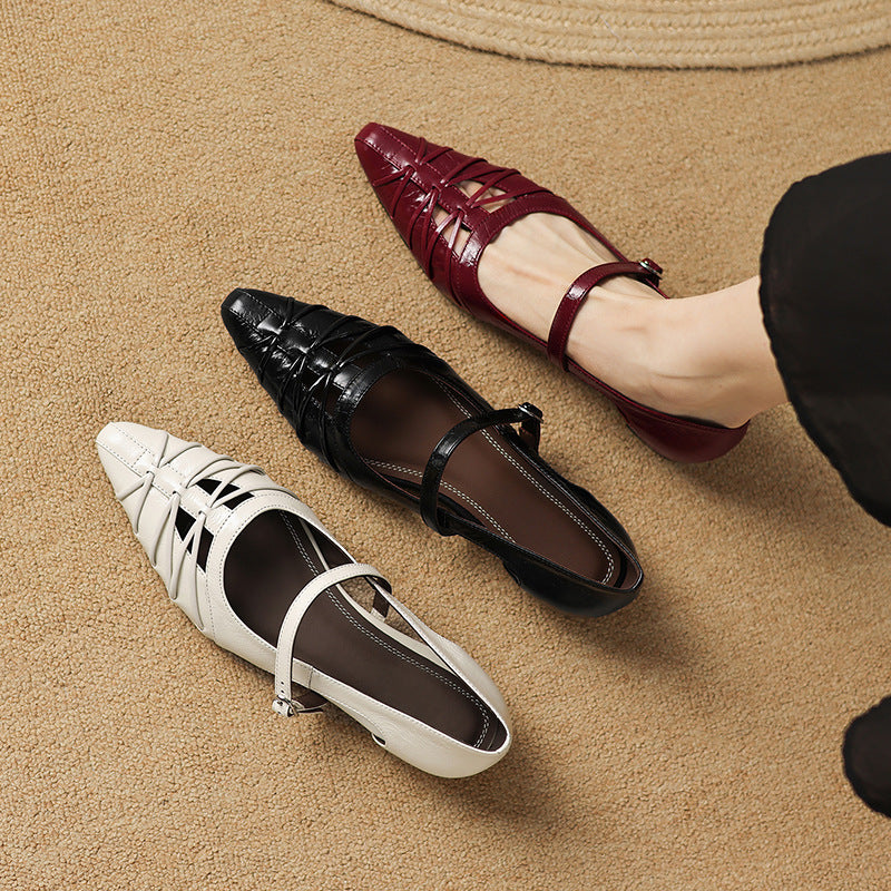 Quela Genuine Leather Mary Jane Flats