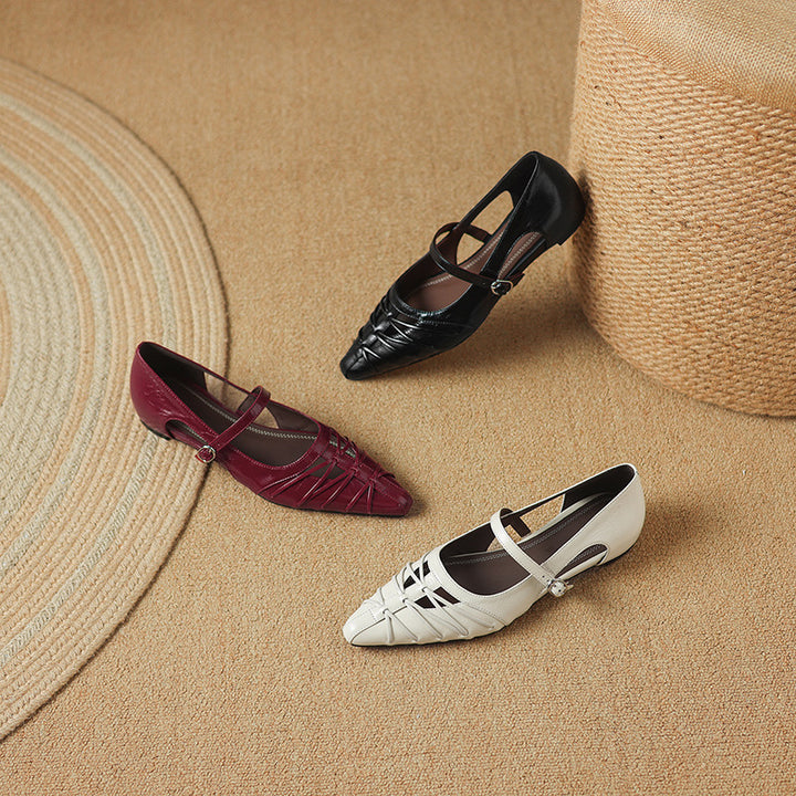 Quela Genuine Leather Mary Jane Flats